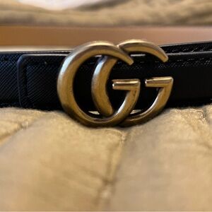 Black Belt with Gold GG Buckle